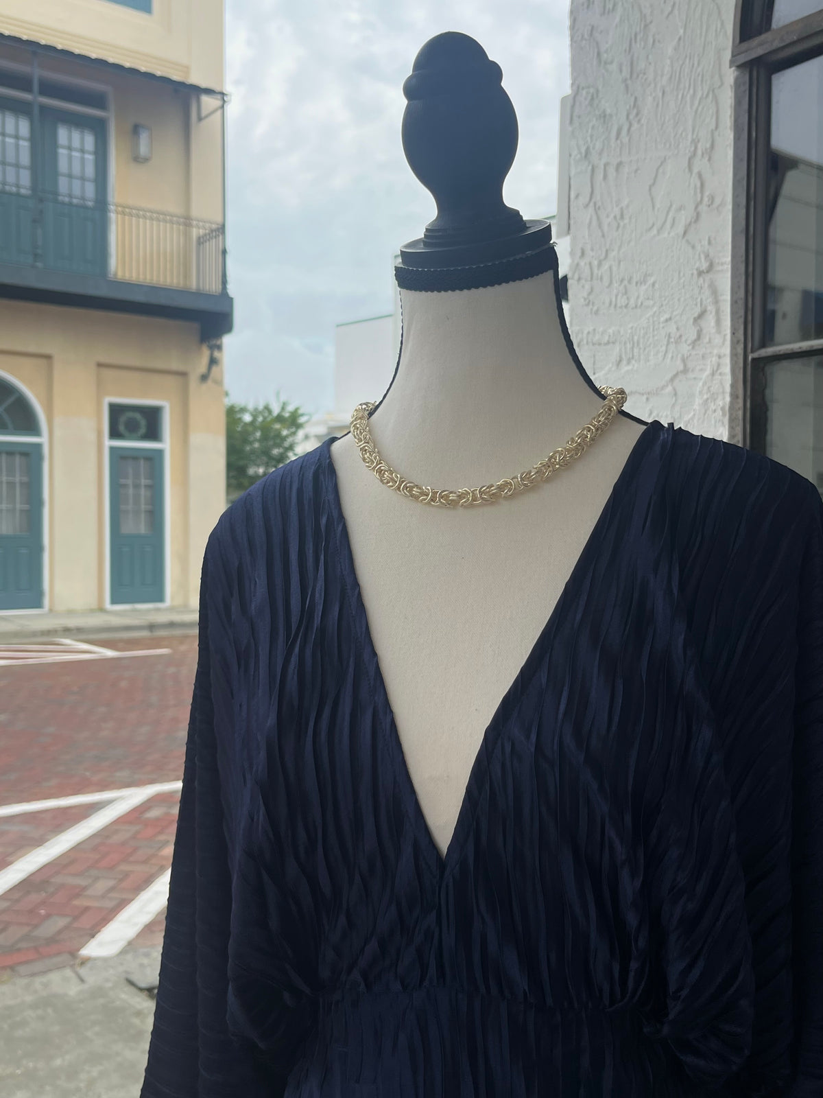 Navy Dress with Bell Sleeves