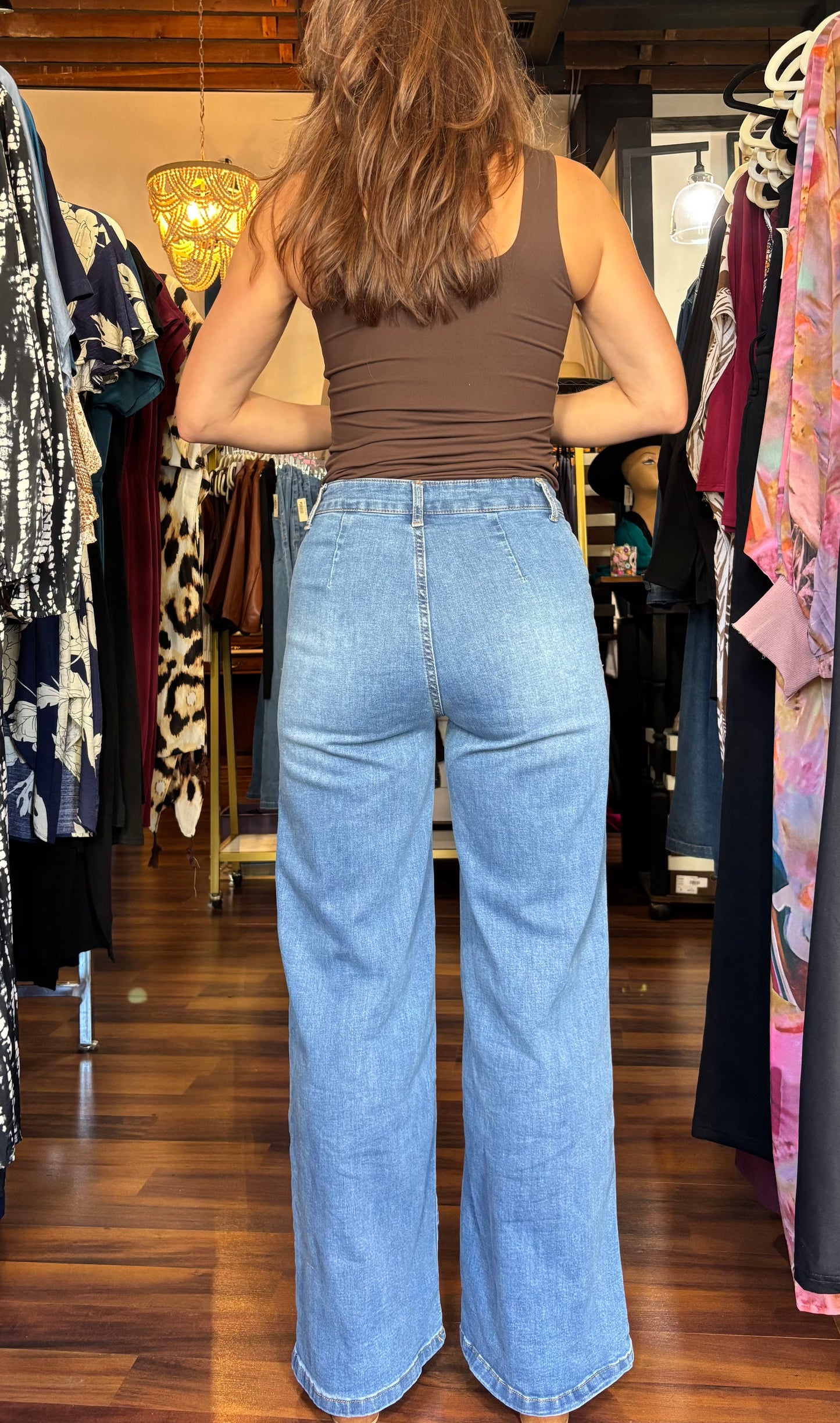 Wide Leg Button Jeans