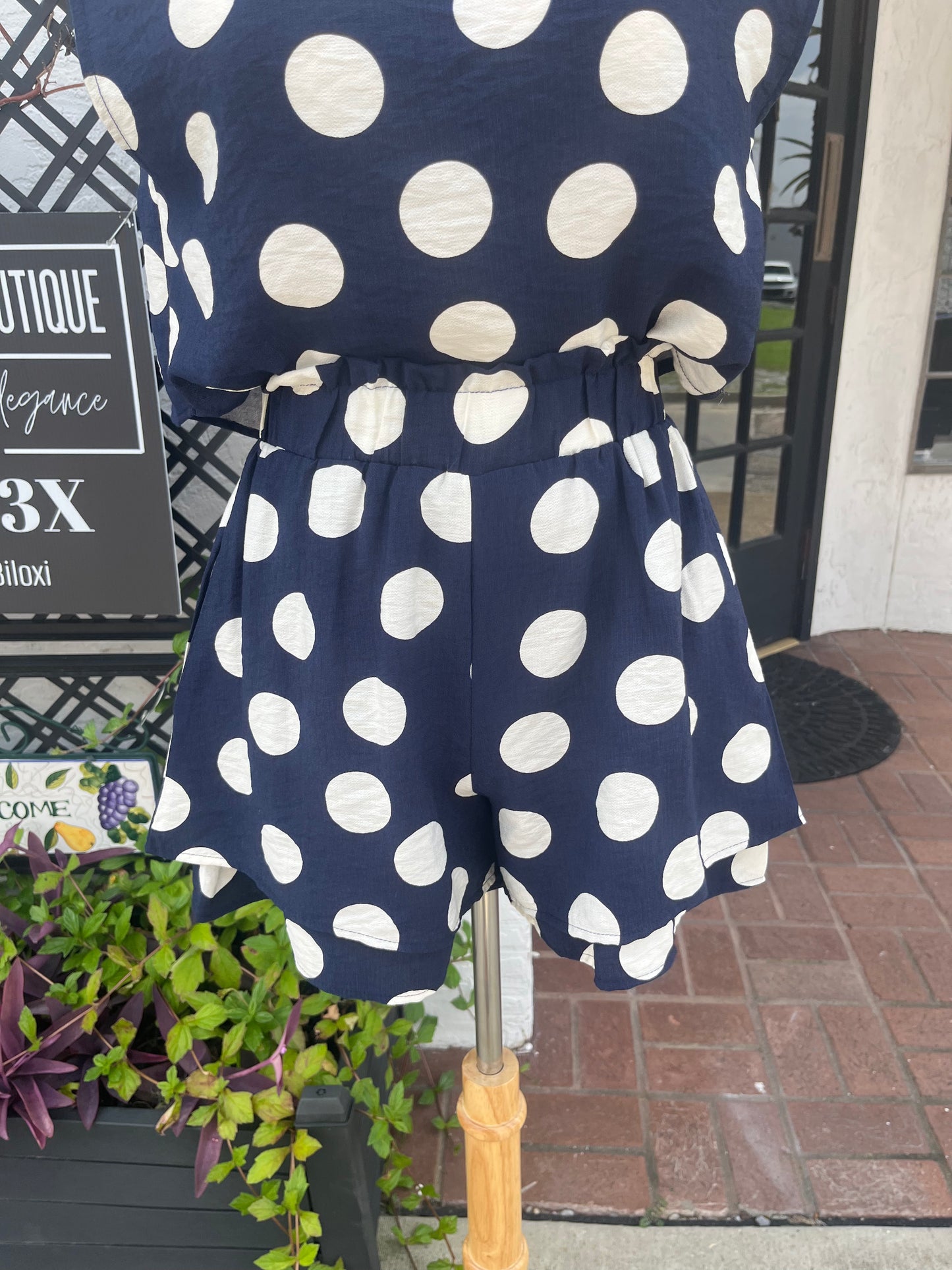 Navy Dot Set - SHORTS ONLY