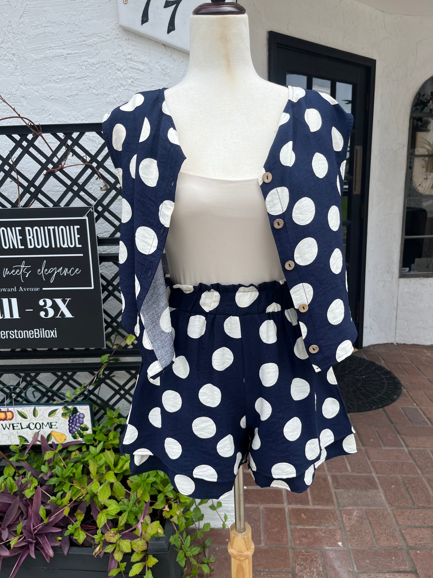 Navy Dot Set - SHORTS ONLY