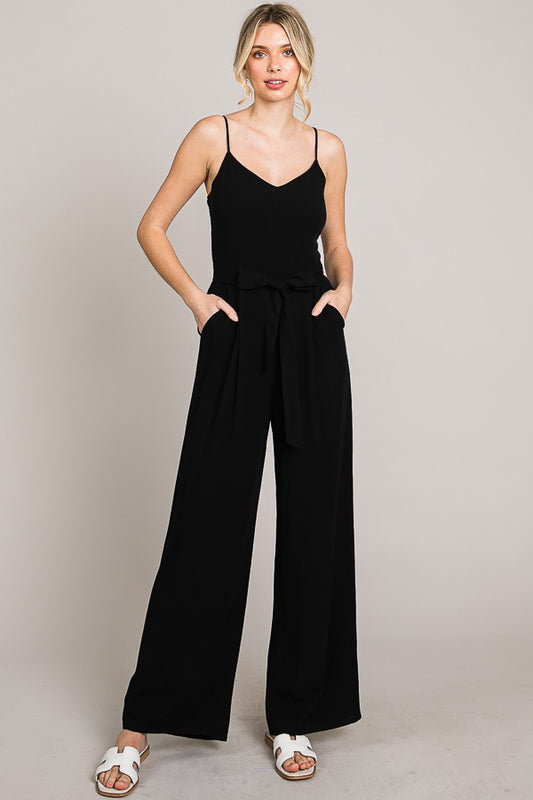 Black Linen Style Jumpsuit