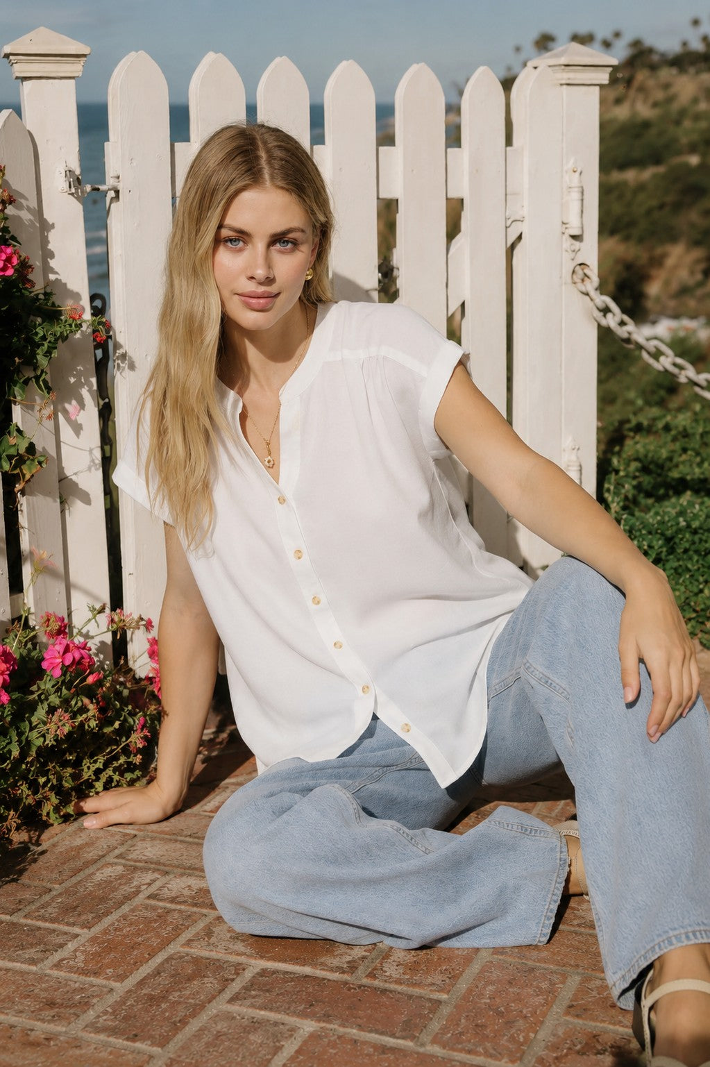 Lightweight Button Down Top