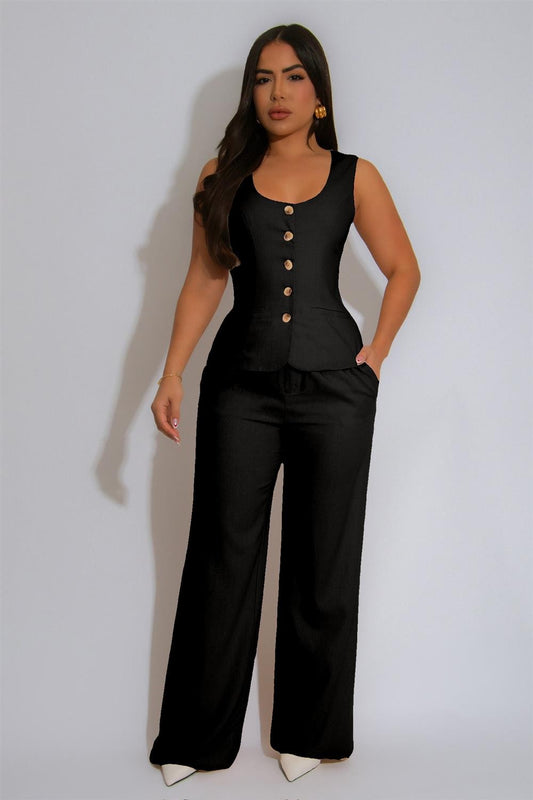 Linen Vest And Pants Set