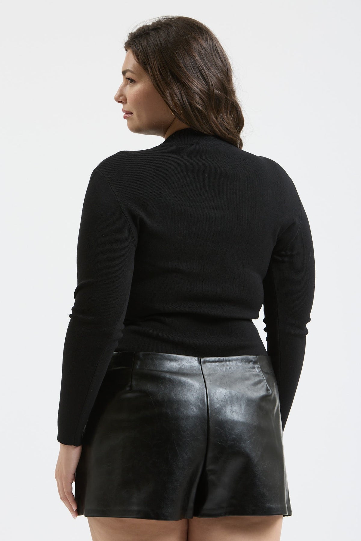 Plus Black Mock Neck Top