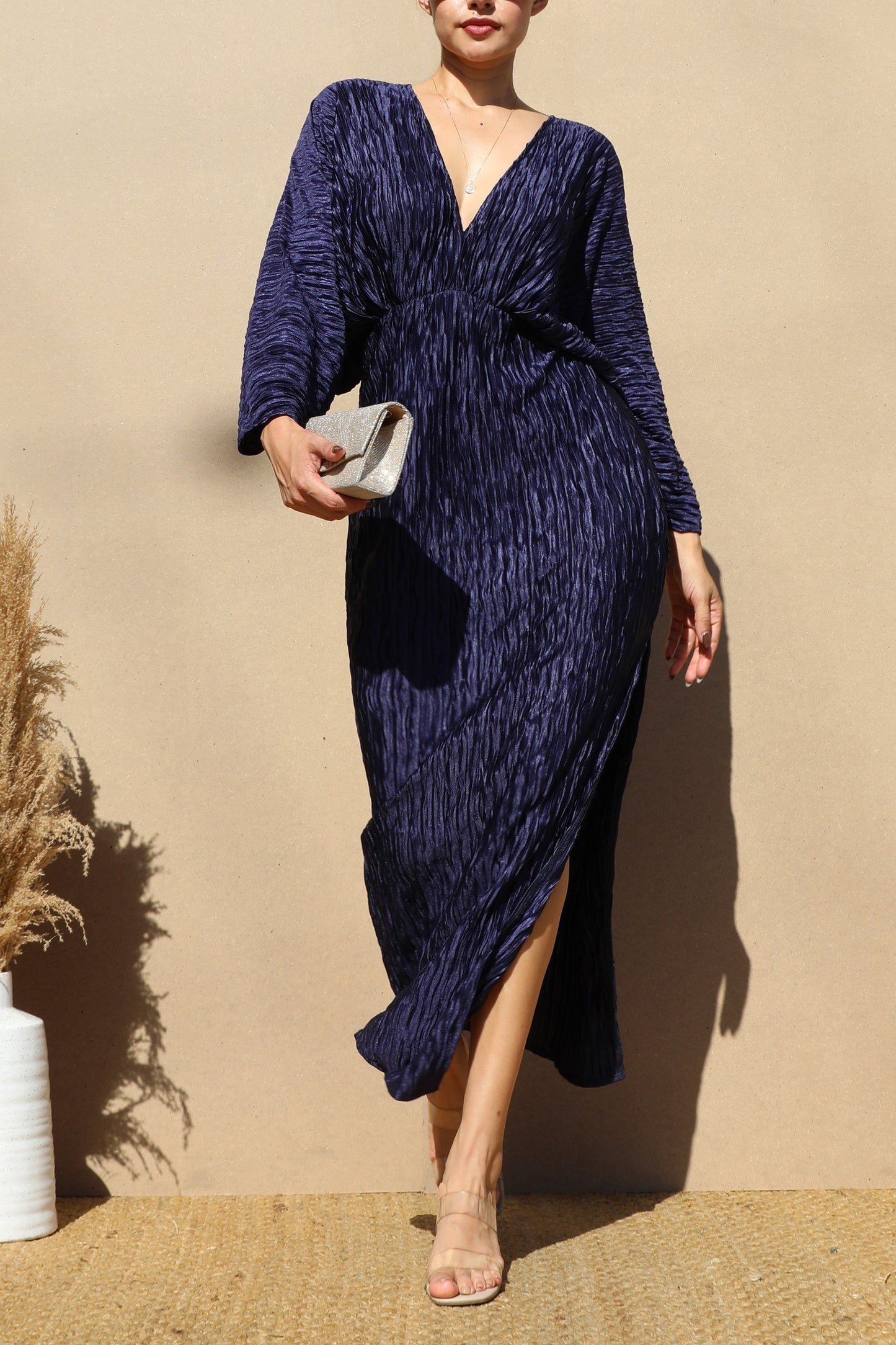 Navy Dress with Bell Sleeves