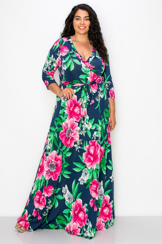 Navy and Fuchsia Maxi