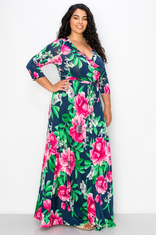 Navy and Fuchsia Maxi