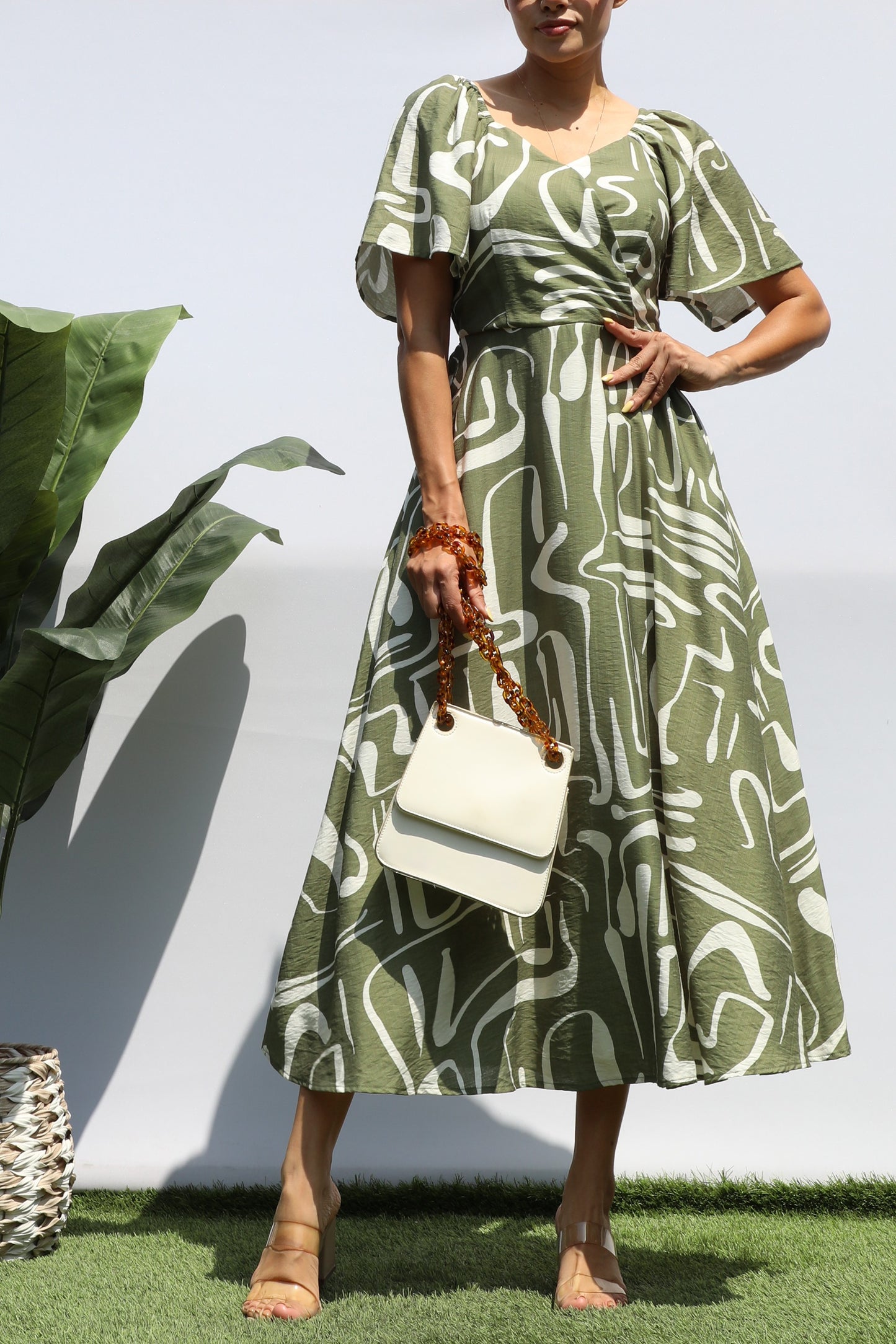 Olive Printed Dress
