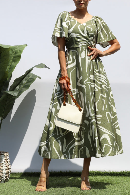 Olive Printed Dress