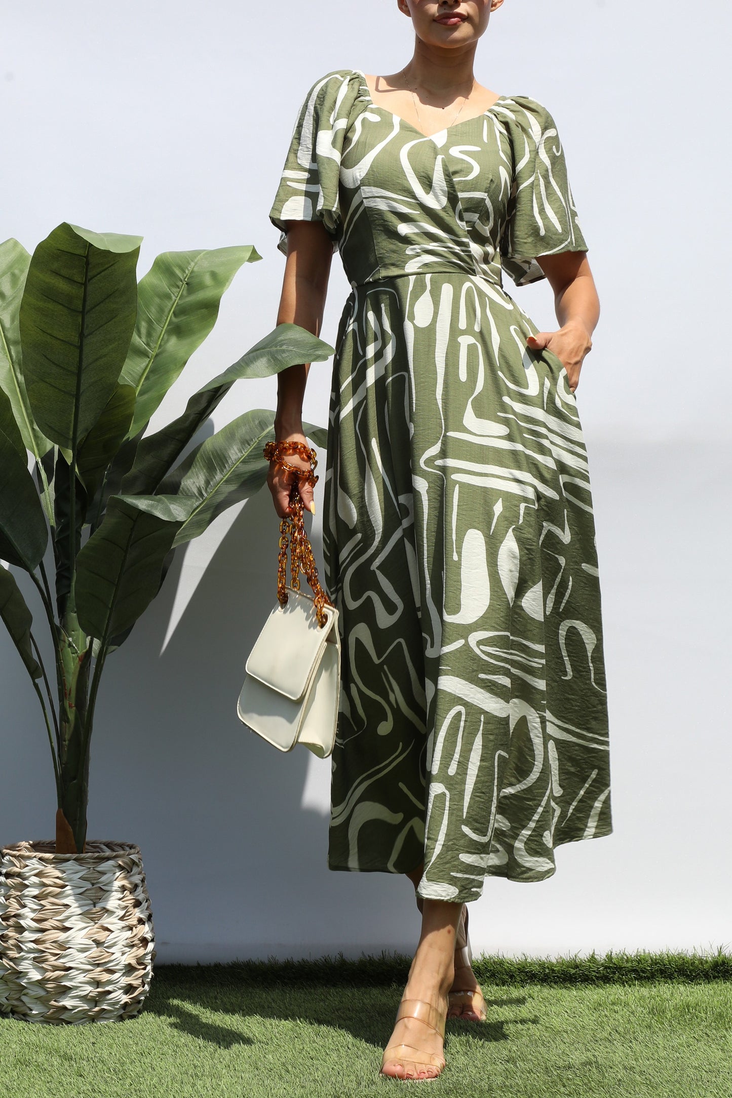 Olive Printed Dress