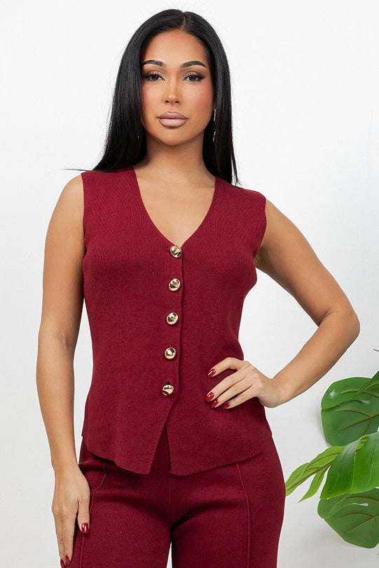 Red Gold Button Set - VEST ONLY