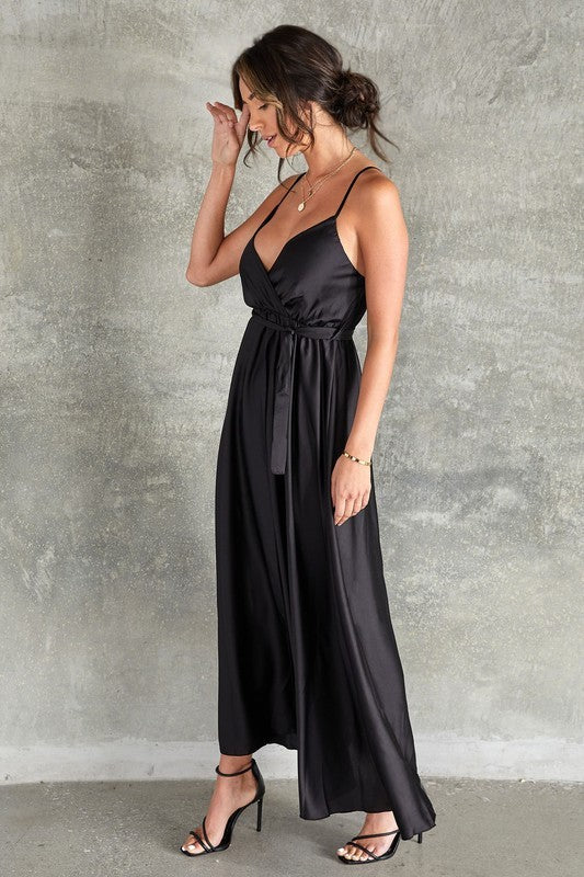 Satin Maxi Dress with Slit