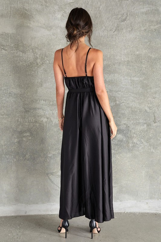 Satin Maxi Dress with Slit