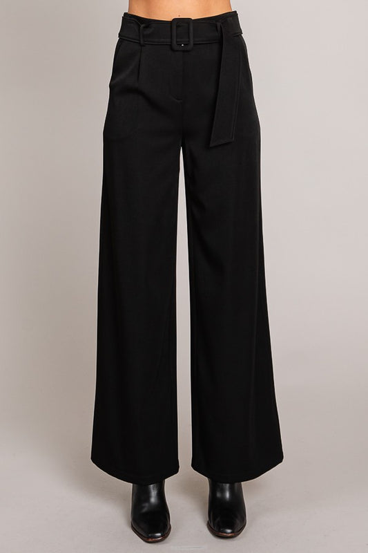 Black Button Set - Square Buckle Pants