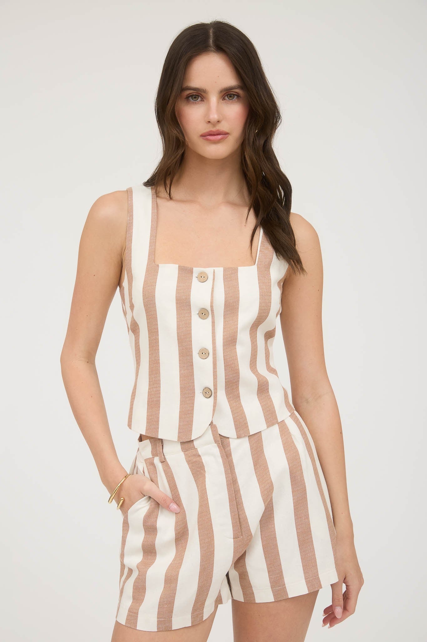 Beige Stripe Set - Vest