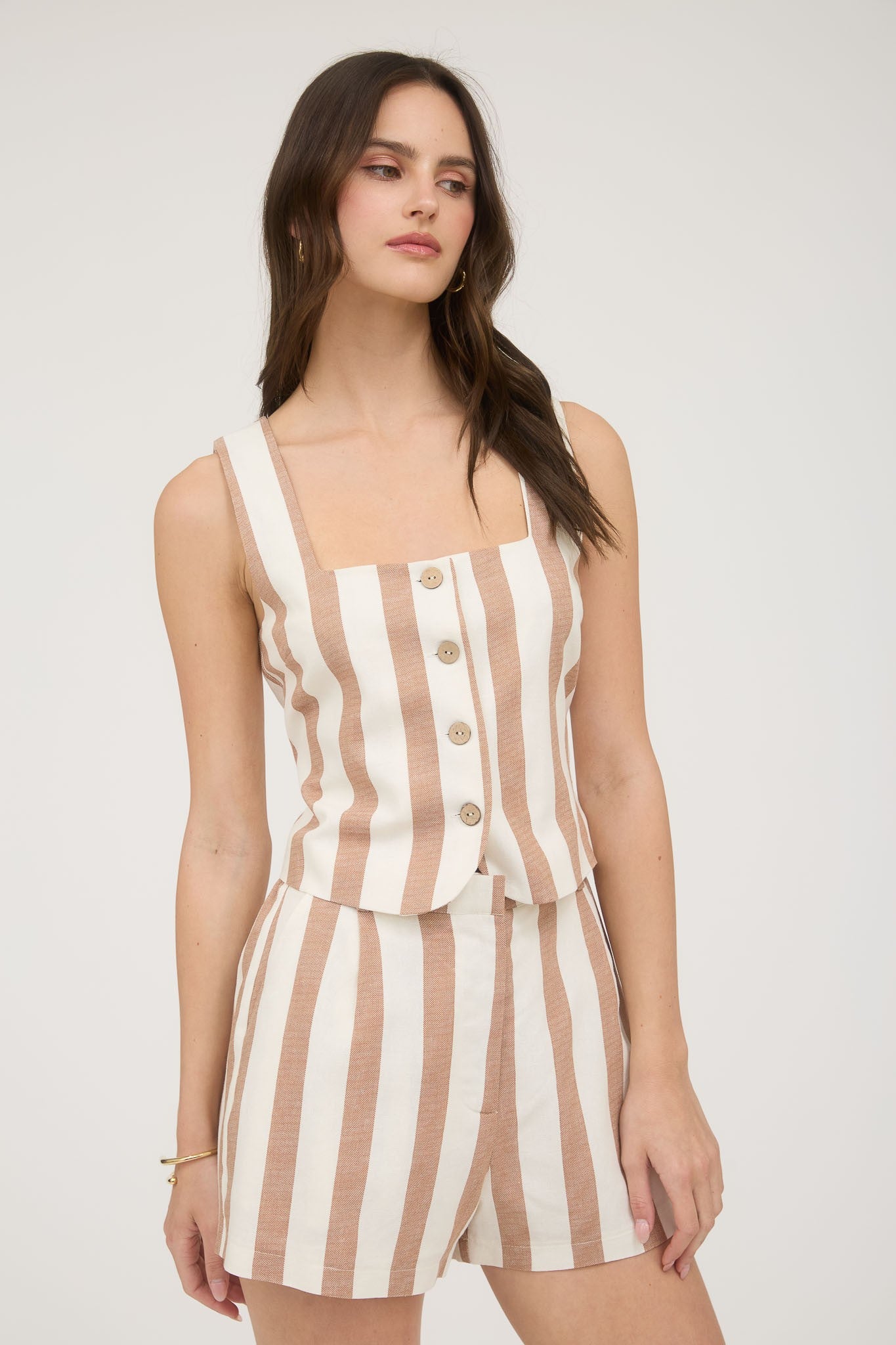 Beige Stripe Set - Vest