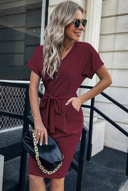 Wine Button Dress