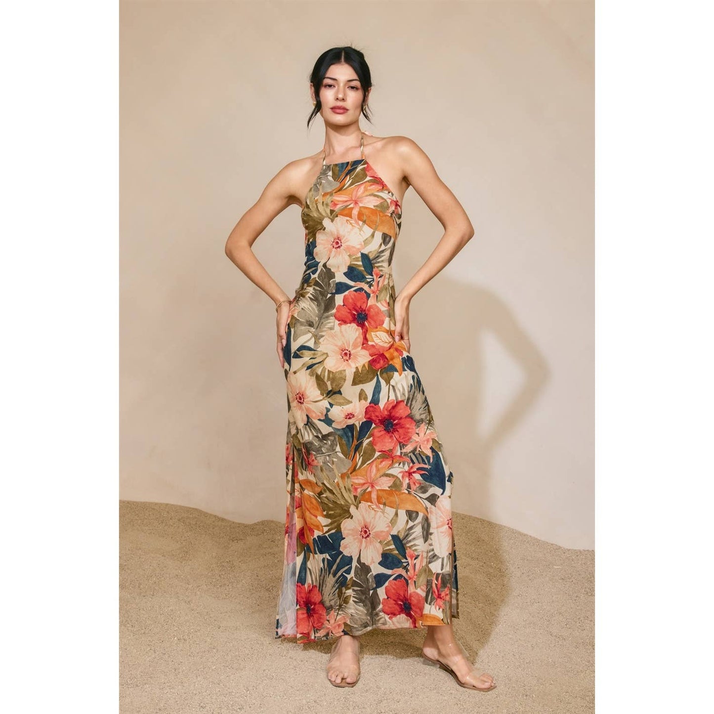 Floral Open Back Maxi Dress