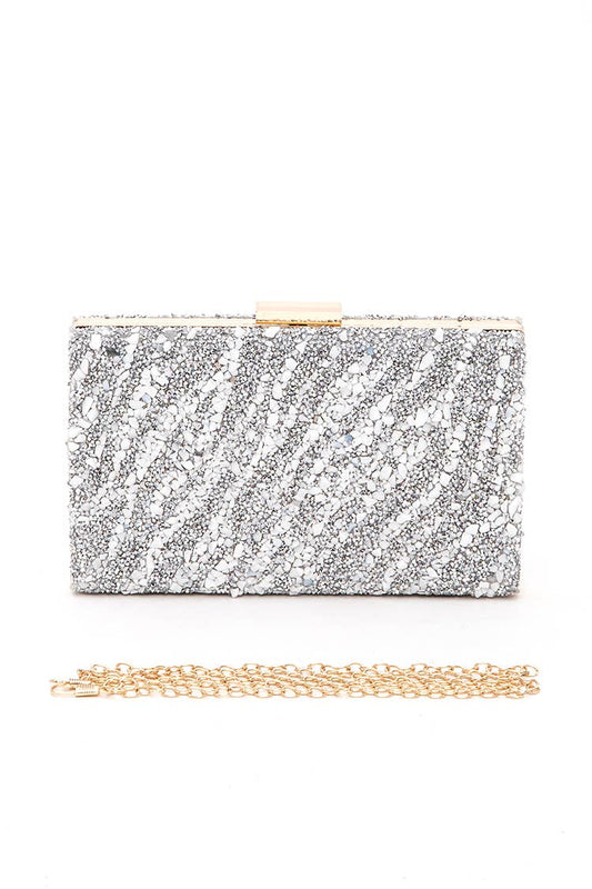 Mix Gem Stone Druzy Box Clutch