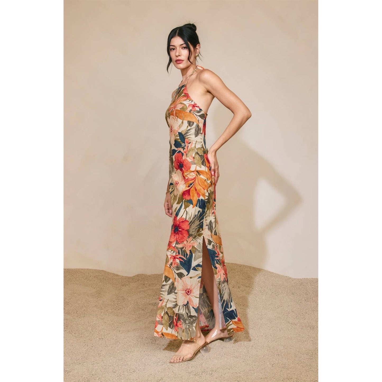 Floral Open Back Maxi Dress