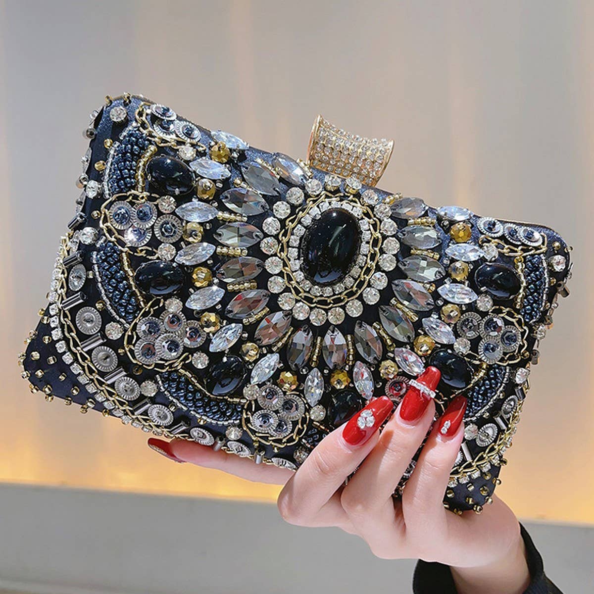 Black Beaded Clutch