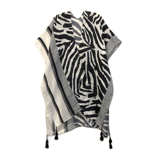 Zebra Print Kimono w Tassels
