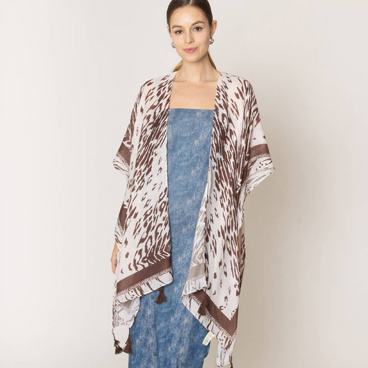 Cheetah Print Kimono with Tassels